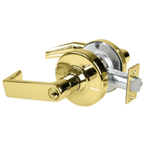 Schlage Grade 1 Vestibule Lock, Rhodes Lever, Standard Cylinder, Bright Brass Finish, Non-Handed ND60PD RHO 605